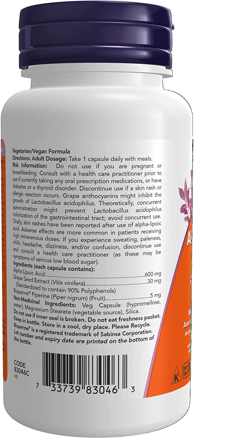 NOW Alpha Lipoic Acid 100mg with Vitamin C & E 60capsules- PURE SOURCE-The Health Store- Default Title