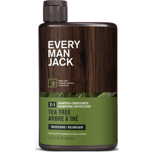 EVERY MAN JACK 2-1 Thickening Shampoo + Conditioner Tea Tree 400mL- PURITY LIFE-The Health Store- Default Title