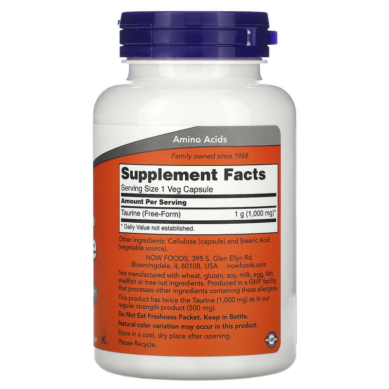 NOW Taurine 1000mg 100 V Caps- PURE SOURCE-The Health Store- Default Title