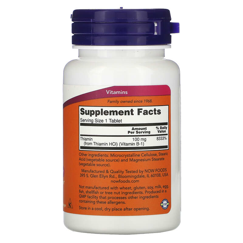 NOW B-1 100mg Nervous System Health 100 Tabs- PURE SOURCE-The Health Store- Default Title