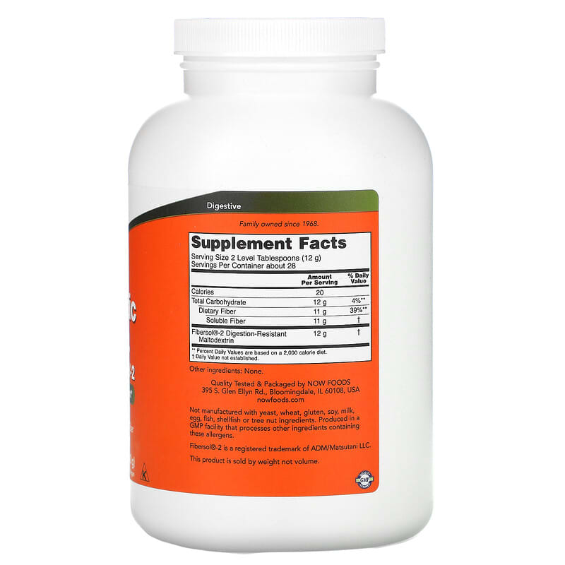 NOW Prebiotic Fibre with Fibersol-2 340g- PURE SOURCE-The Health Store- Default Title