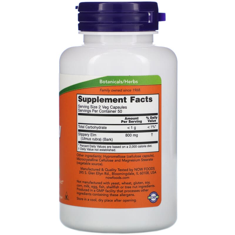 NOW Slippery Elm 100 V Caps- PURE SOURCE-The Health Store- Default Title