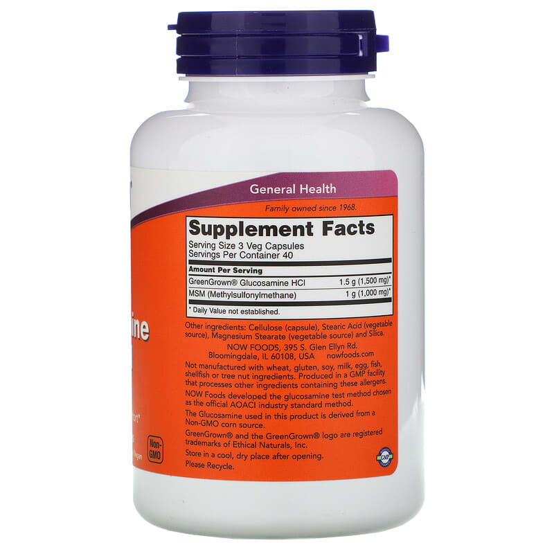 NOW Vegetarian Glucosamine & MSM 120 V Caps- PURE SOURCE-The Health Store- Default Title