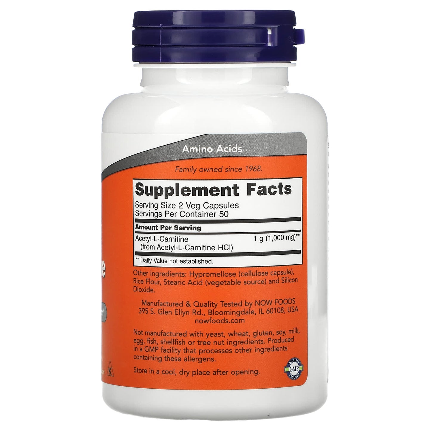 NOW Acetyl-L-Carnitine Brain and Nerve Cell Function 100 Caps- PURE SOURCE-The Health Store- Default Title