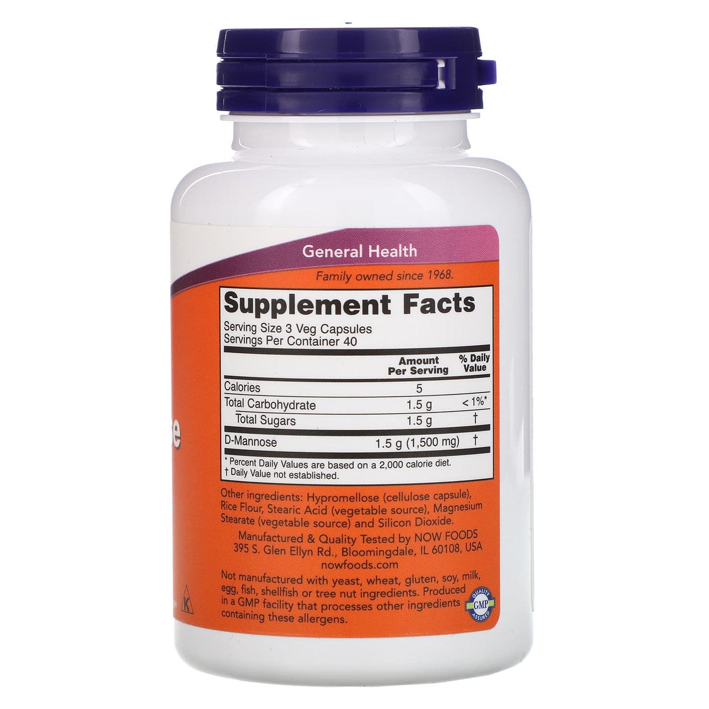 NOW D-Mannose Healthy Urinary Tract 500mg 120 V Caps- PURE SOURCE-The Health Store- Default Title