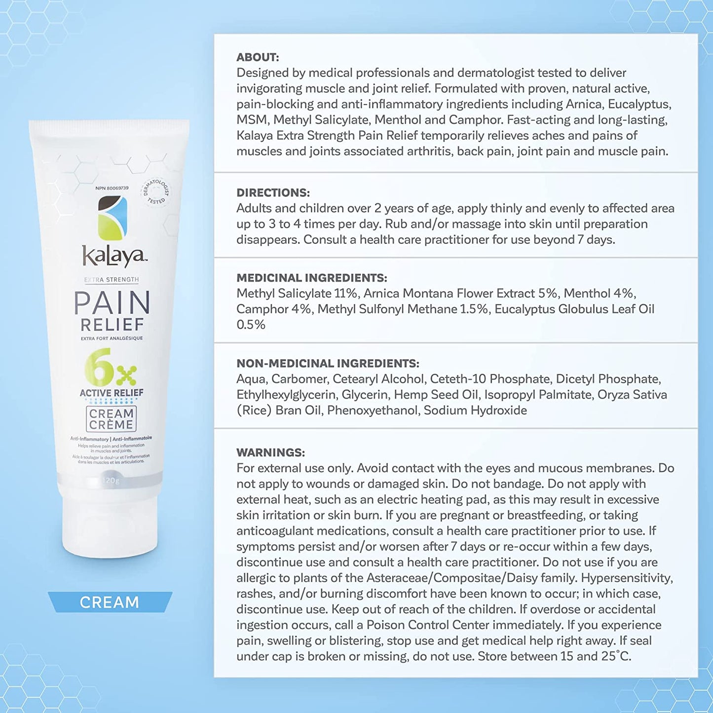 Kalaya Extra Strength 6x Pain Relief Cream 120g- PURITY LIFE-The Health Store- Default Title