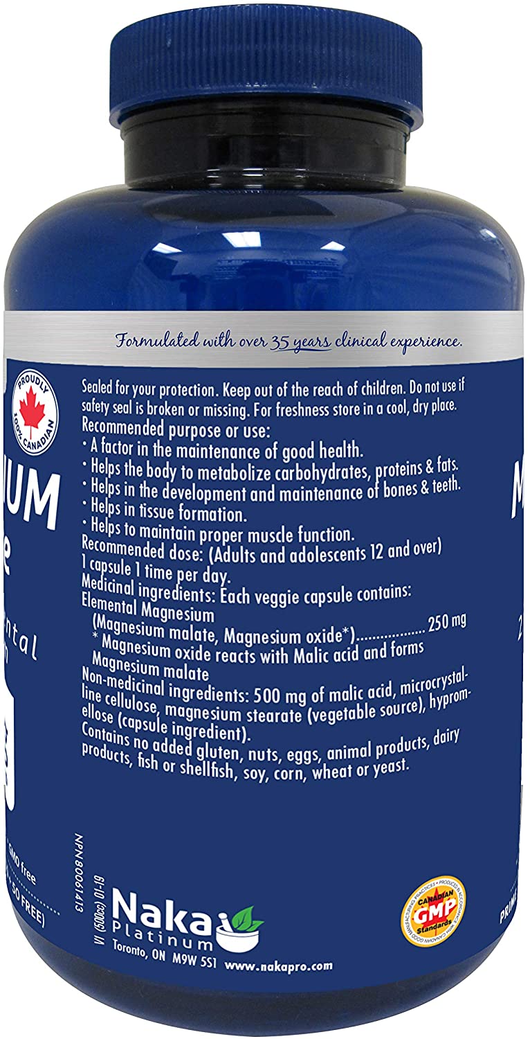 Naka Magnesium Malate 500 MG 200 V Caps- NAKA ORIGINAL-The Health Store- Default Title