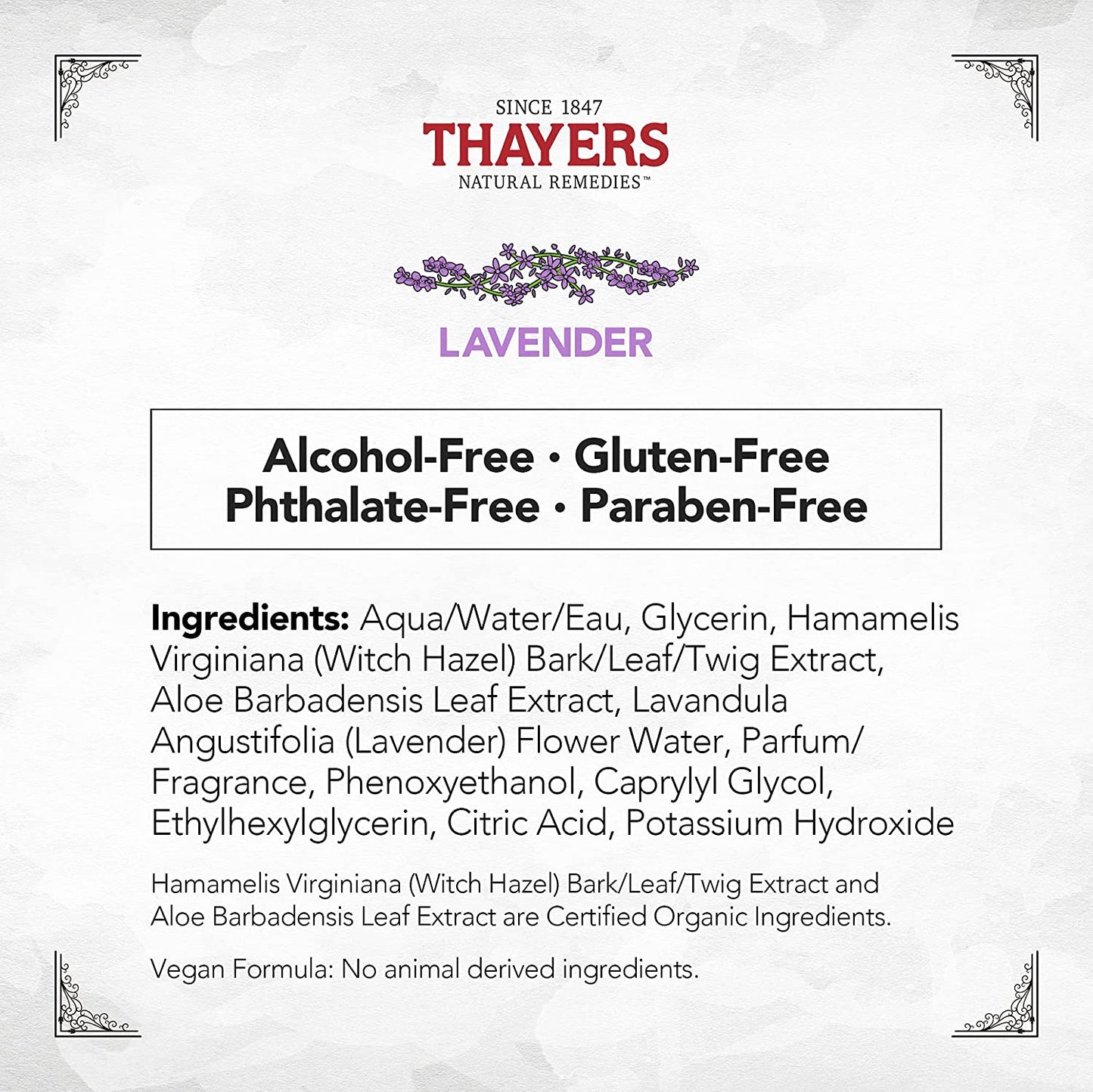 Thayers Lavender Witch Hazel Aloe Vera Toner 355mL- PURITY LIFE-The Health Store- Default Title