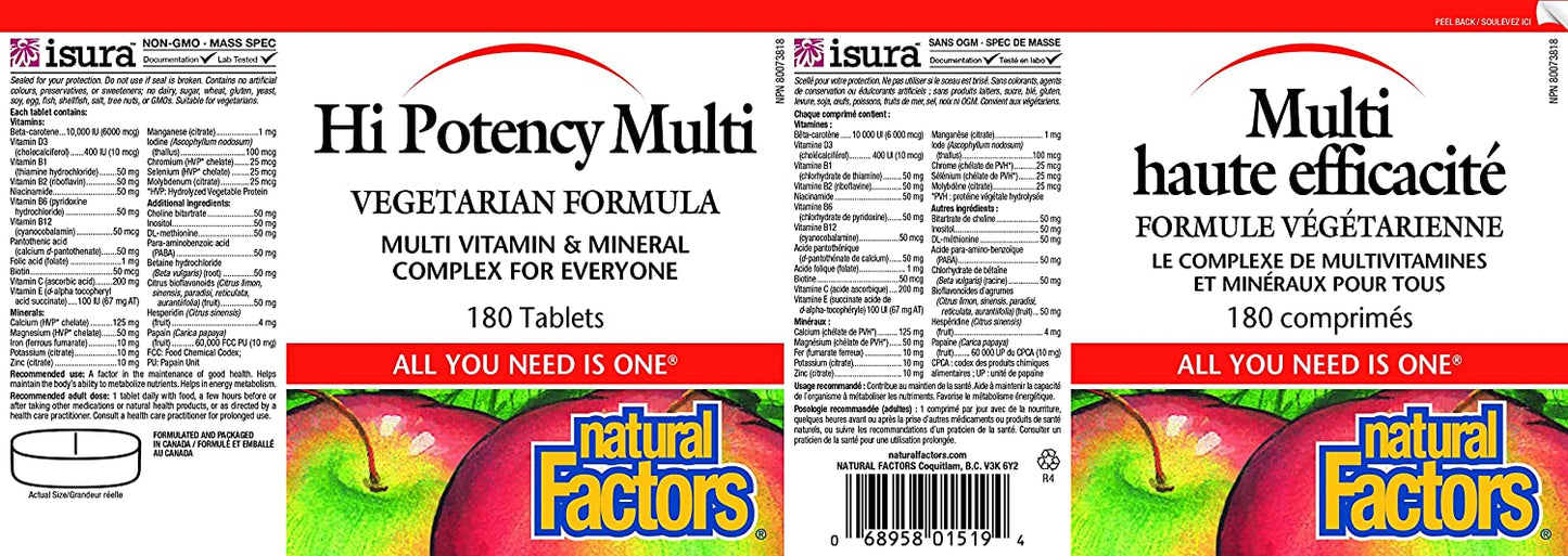 Natural Factors Hi Potency Multi Vitamin 180 Tabs