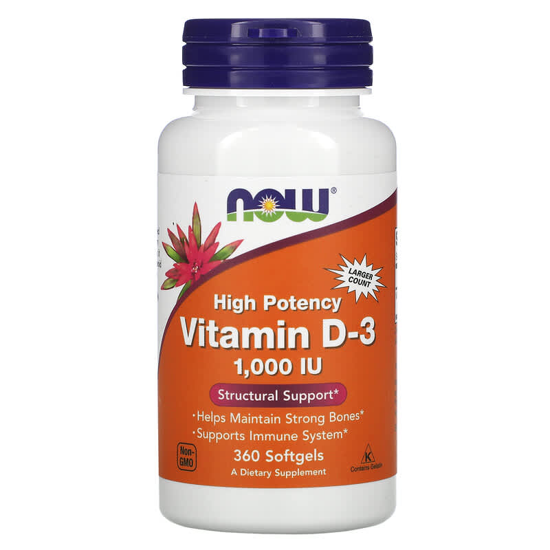 NOW Vitamin D3 1000 IU 360 Soft Gels- PURE SOURCE-The Health Store- Default Title