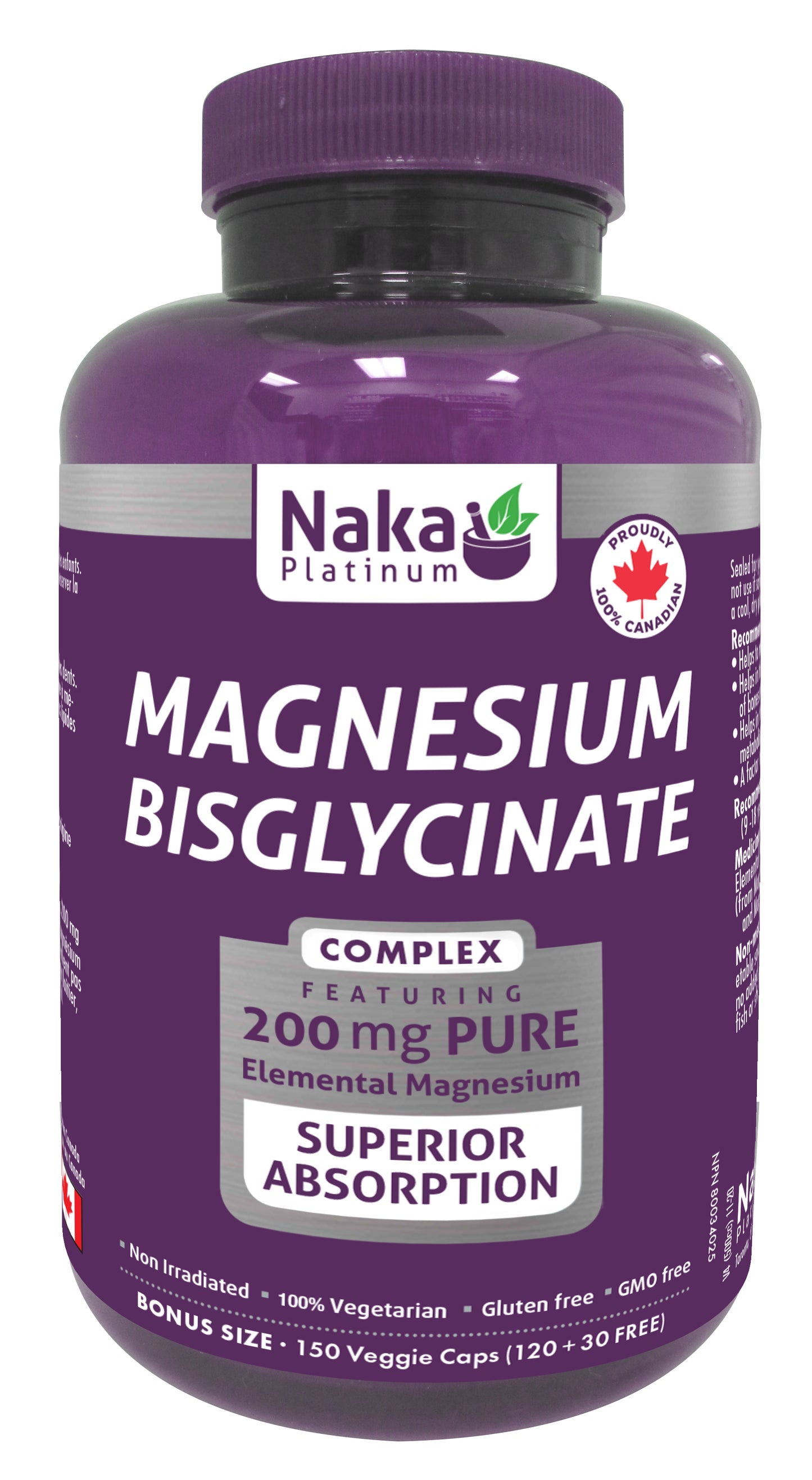 Naka Magnesium Bisglycinate 200mg 150 V Caps- NAKA ORIGINAL-The Health Store- Default Title