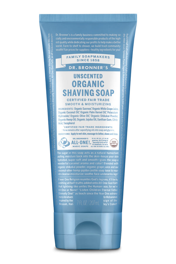Dr. Bronner’s Shave Soap Unscented - 207mL- PURITY LIFE-The Health Store- Default Title