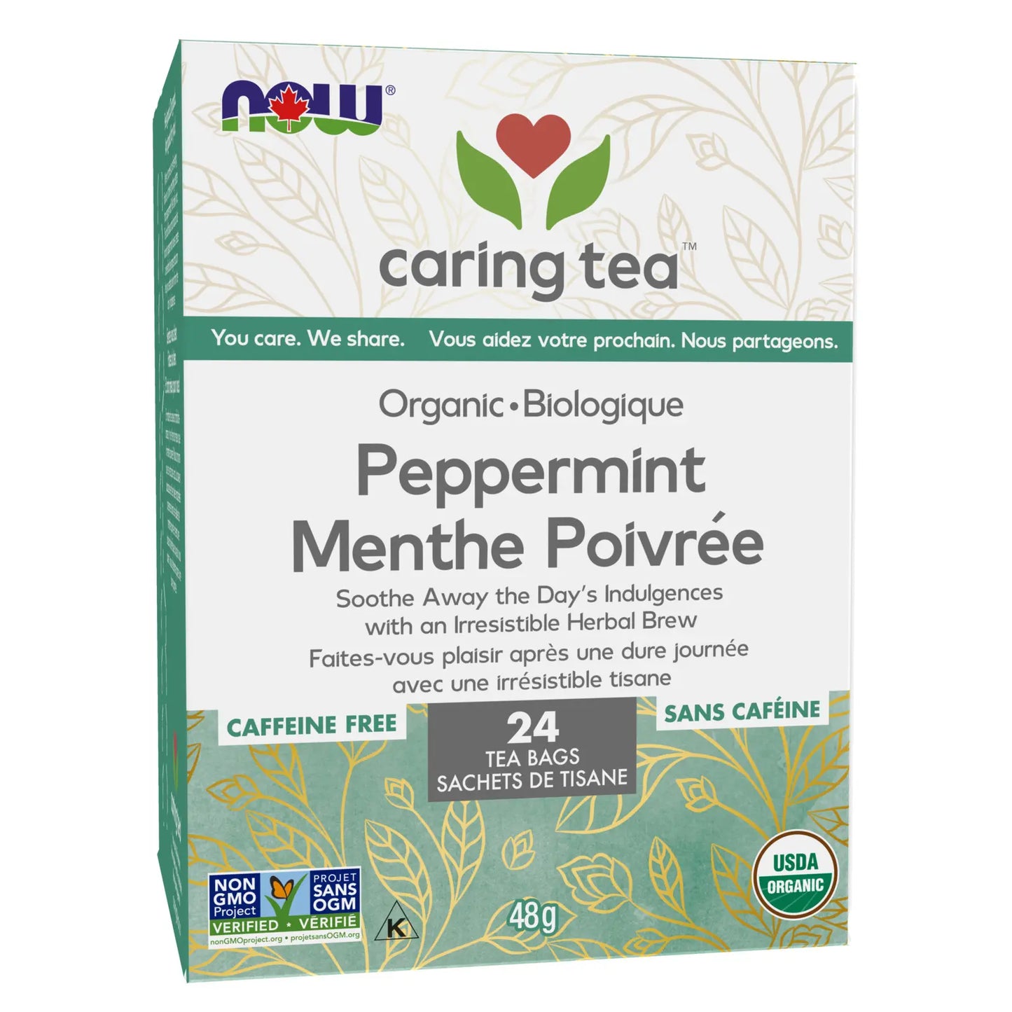NOW Peppermint Tea 24 bags- PURE SOURCE-The Health Store- Default Title