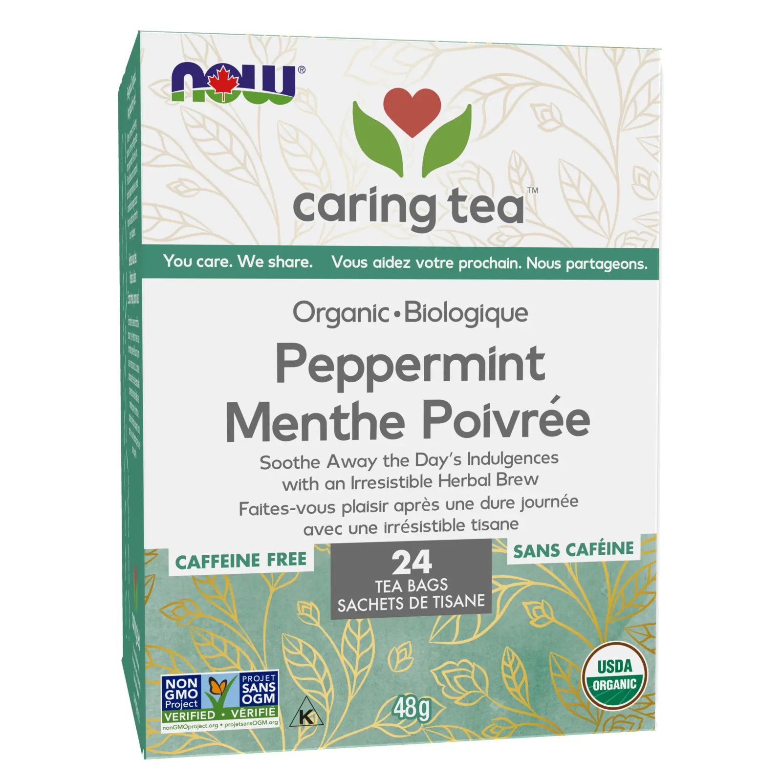 NOW Peppermint Tea 24 bags- PURE SOURCE-The Health Store- Default Title