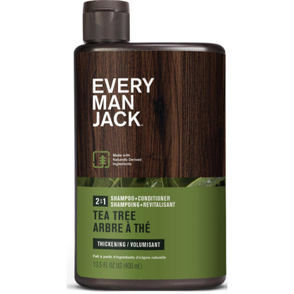 EVERY MAN JACK 2-1 Thickening Shampoo + Conditioner Tea Tree 400mL- PURITY LIFE-The Health Store- Default Title
