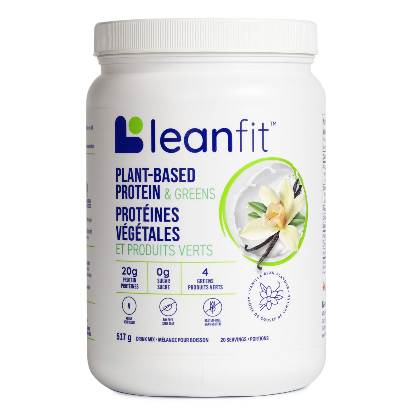 Leanfit Plant-Based Protein & Greens Vanilla Bean Flavour 517g