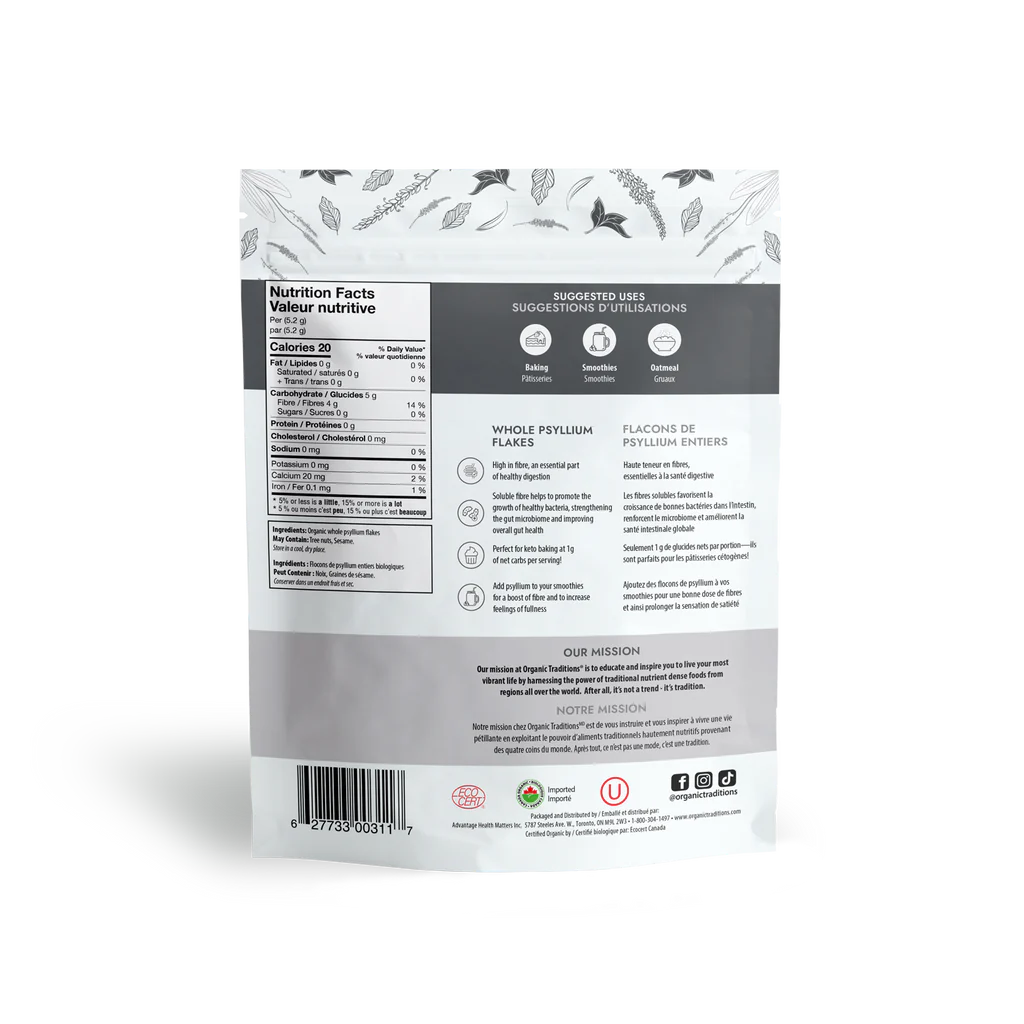 Organic Traditions Whole Psyllium Flakes 340g- PURITY LIFE-The Health Store- Default Title