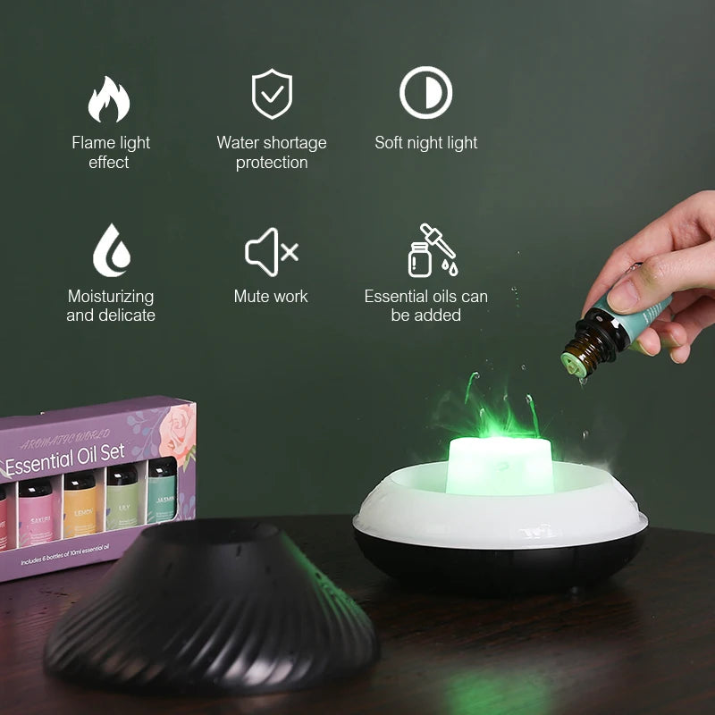 Volcanic Aroma Diffuser with Faux Flame