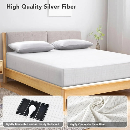 MAXSHARER Organic Cotton & Silver Fibre Grounding Fitted Bed Sheet Kit