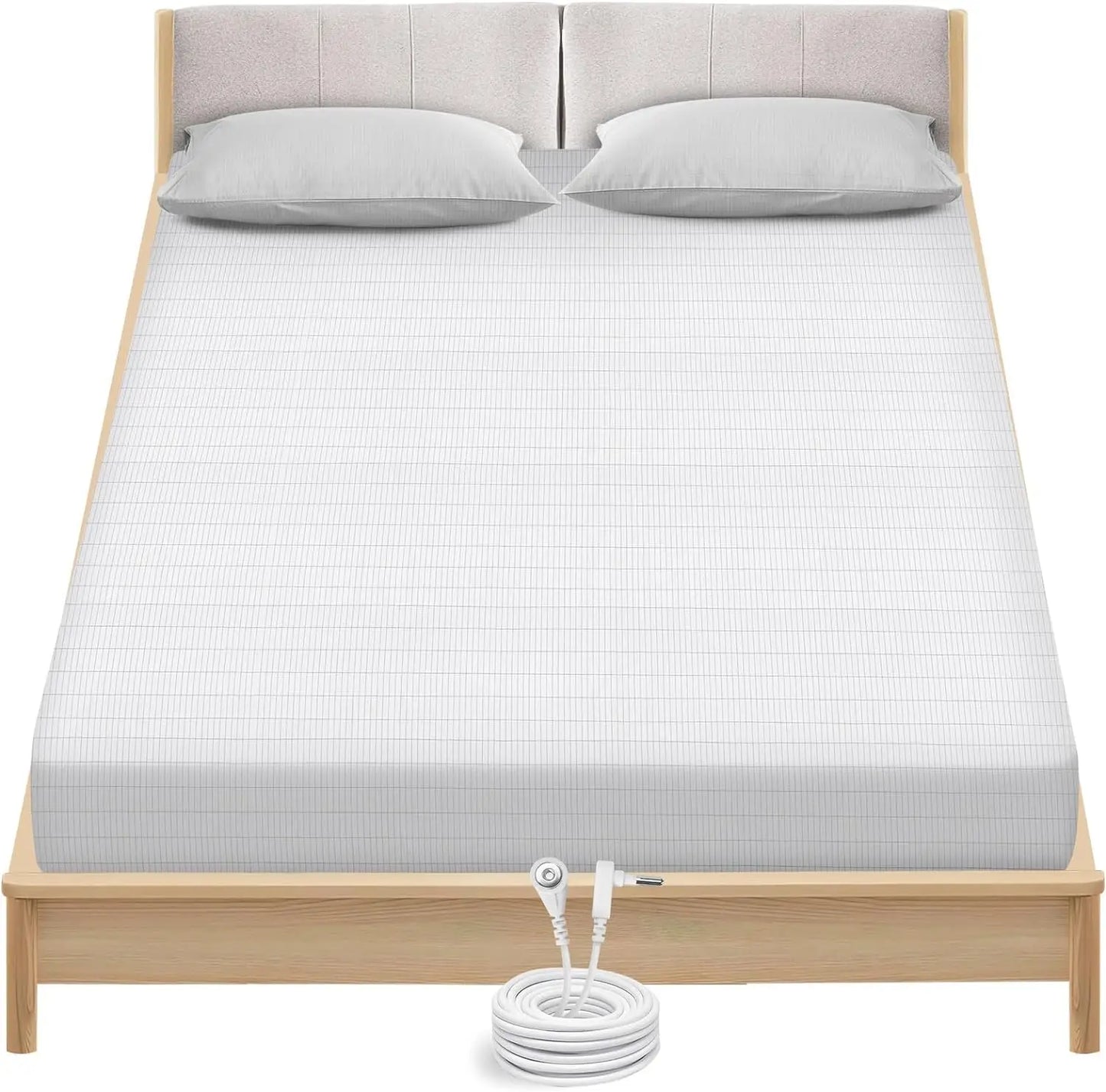 MAXSHARER Organic Cotton & Silver Fibre Grounding Fitted Bed Sheet Kit