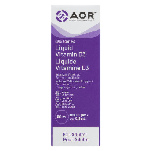 AOR Vegan Vitamin D3 1000 IU Liquid 50mL- AOR-The Health Store- Default Title