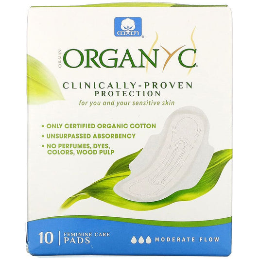 Organ(y)c Feminine Care Pads Moderate Flow 10 Count