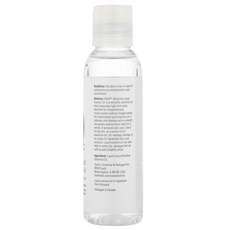 NOW Liquid Coconut Oil Pure Fractionated 118mL