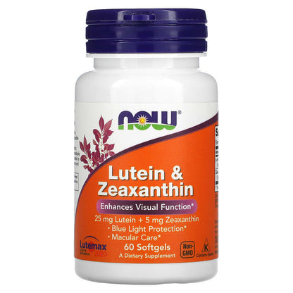 NOW Lutein 25mg Zeaxanthin 5mg 60 Soft Gels- PURE SOURCE-The Health Store- Default Title