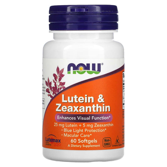 NOW Lutein 25mg Zeaxanthin 5mg 60 Soft Gels