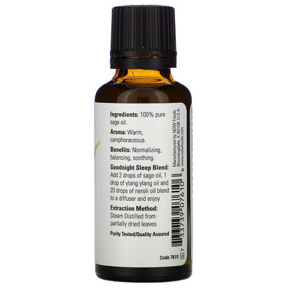 NOW Sage Essential Oil 30mL- PURE SOURCE-The Health Store- Default Title