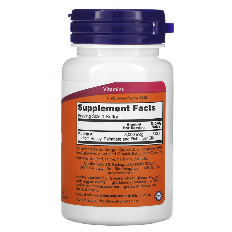 NOW Vitamin A 10,000 IU 100 Soft Gels- PURE SOURCE-The Health Store- Default Title