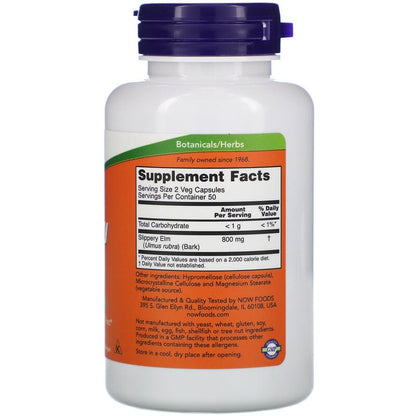 NOW Slippery Elm 100 V Caps- PURE SOURCE-The Health Store- Default Title