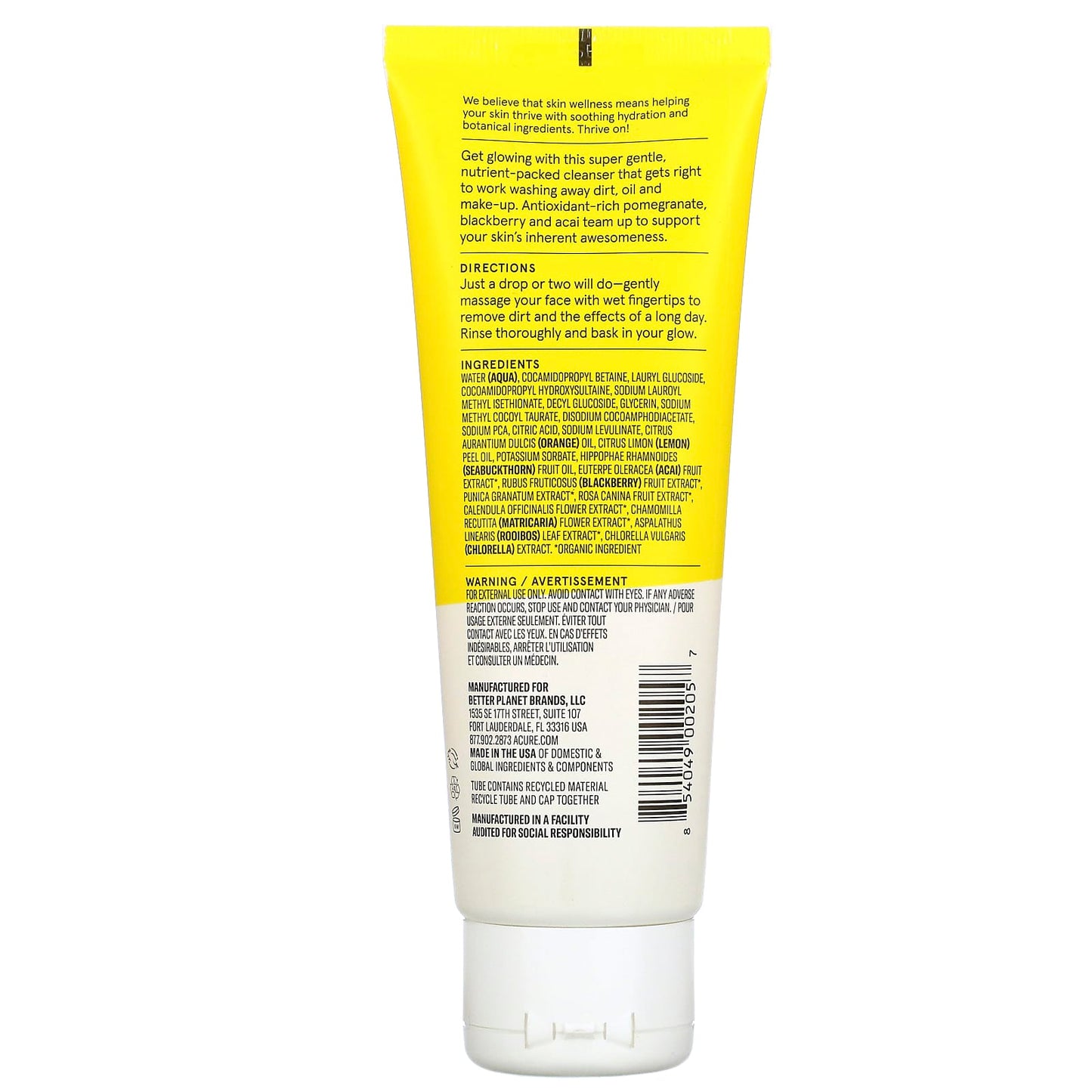 ACURE BRIGHTENING CLEANSING GEL 4 FL OZ