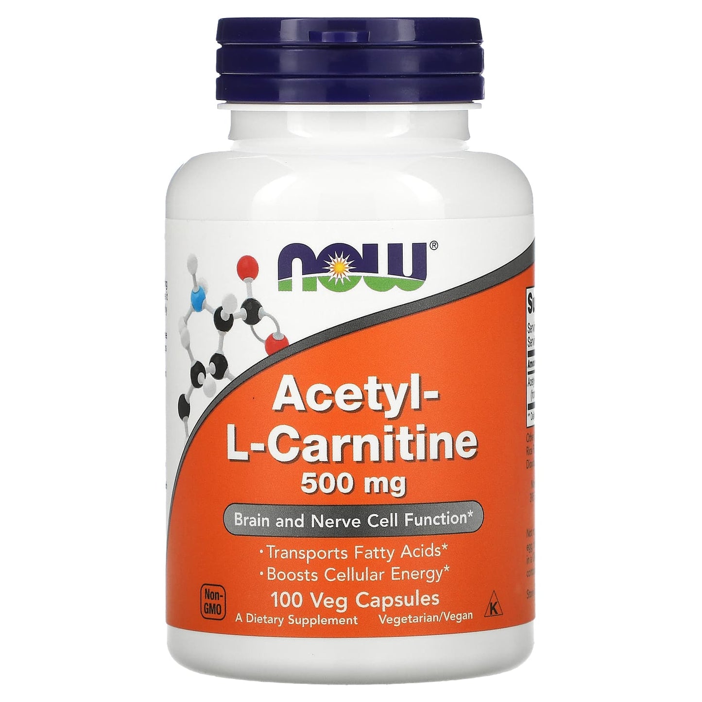 NOW Acetyl-L-Carnitine Brain and Nerve Cell Function 100 Caps