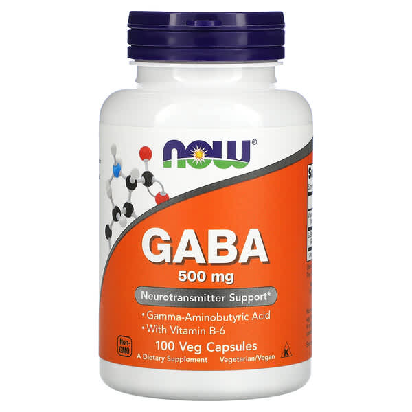 NOW Gaba 500mg + B6 100 V Caps