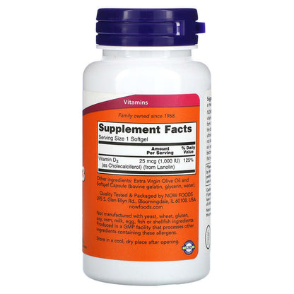 NOW Vitamin D3 1000 IU 180 Soft Gels