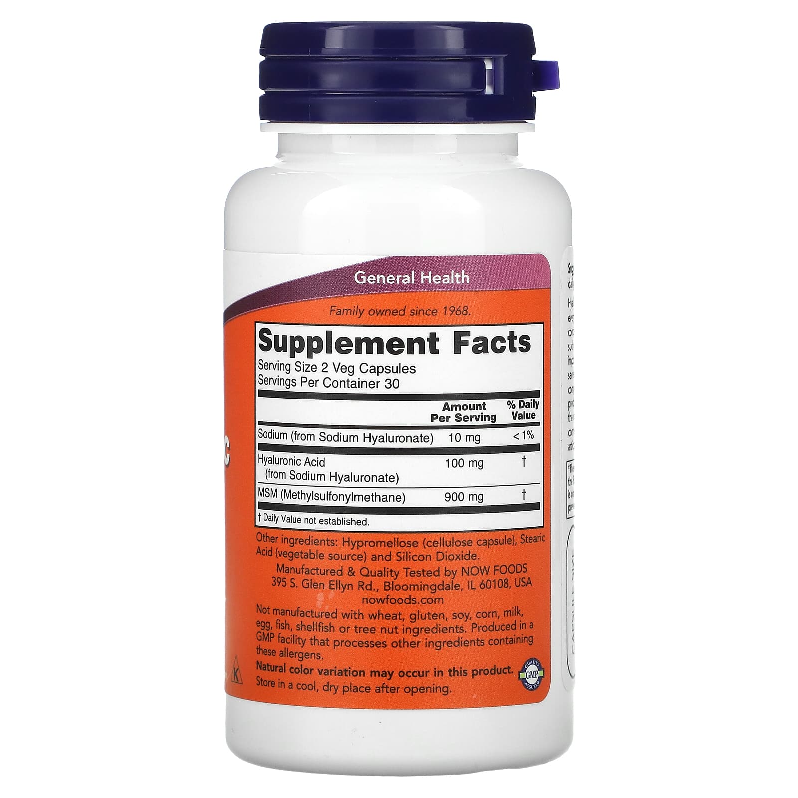 NOW Hyaluronic Acid 100mg 60 V Caps- PURE SOURCE-The Health Store- Default Title