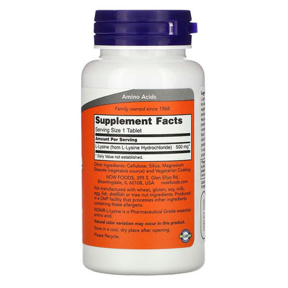 NOW L-Lysine 500mg 100 Tabs- PURE SOURCE-The Health Store- Default Title