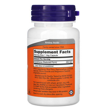 NOW Glutathione 250mg 60 V Caps- PURE SOURCE-The Health Store- Default Title