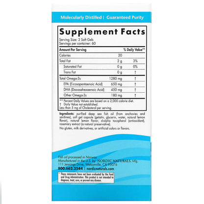 NORDIC Ultimate Omega Lemon 1280mg 120 Soft Gels- ECOTREND ECOLOGICS-The Health Store- Default Title