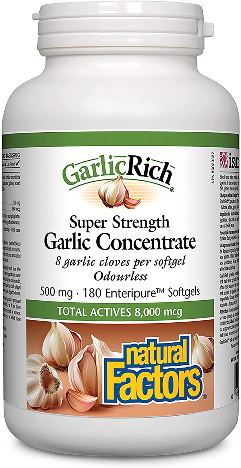 Natural Factors GarlicRich Garlic Concentrate 180 Soft Gels