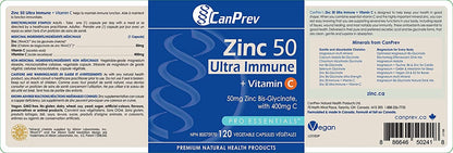 CanPrev Zinc 50 Ultra Immune + Vitamin C 120cap- CANPREV-The Health Store- Default Title