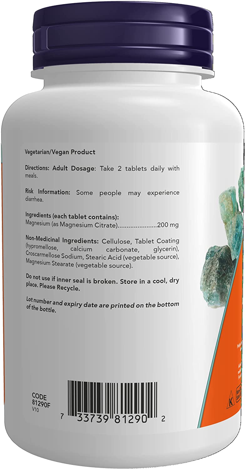NOW Magnesium Citrate 200mg 100 Tabs- PURE SOURCE-The Health Store- Default Title
