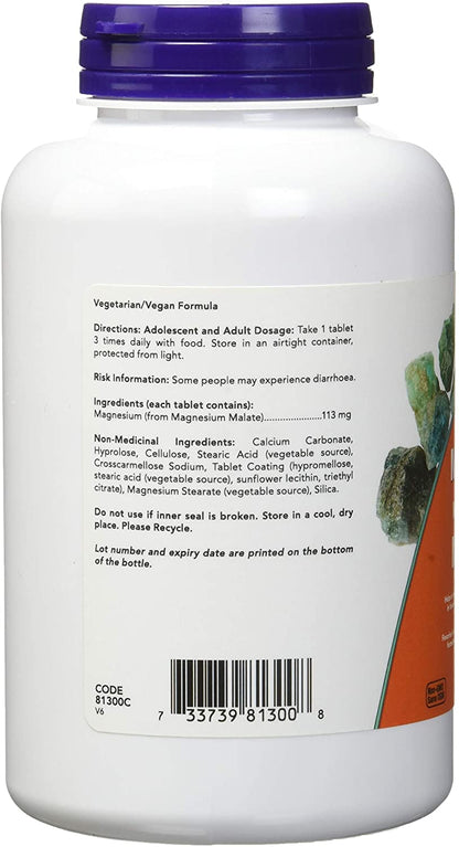 NOW Magnesium Malate 113mg 180 Tabs- PURE SOURCE-The Health Store- Default Title