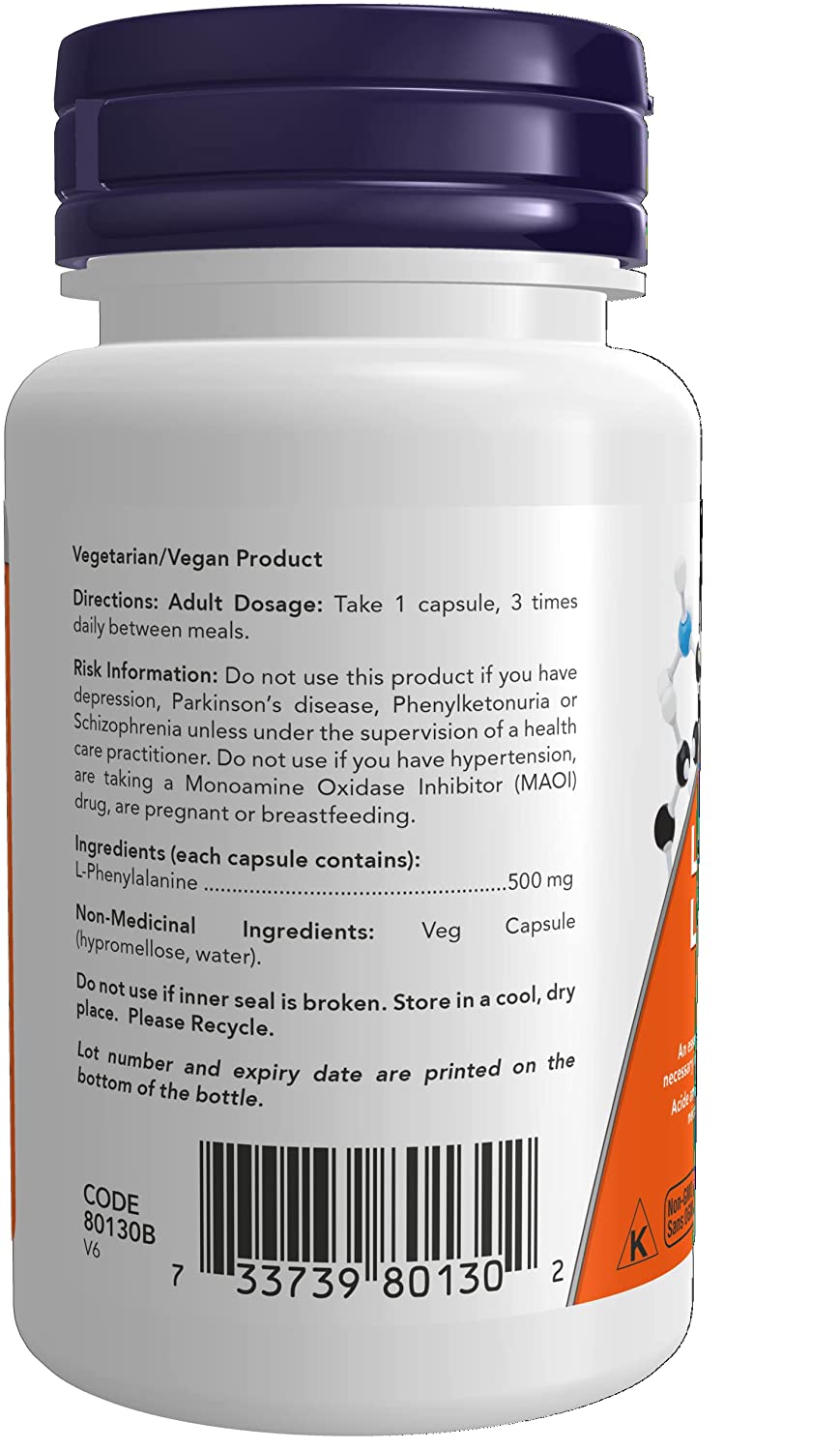 NOW L-Phenylalanine 500mg 60 Caps- PURE SOURCE-The Health Store- Default Title