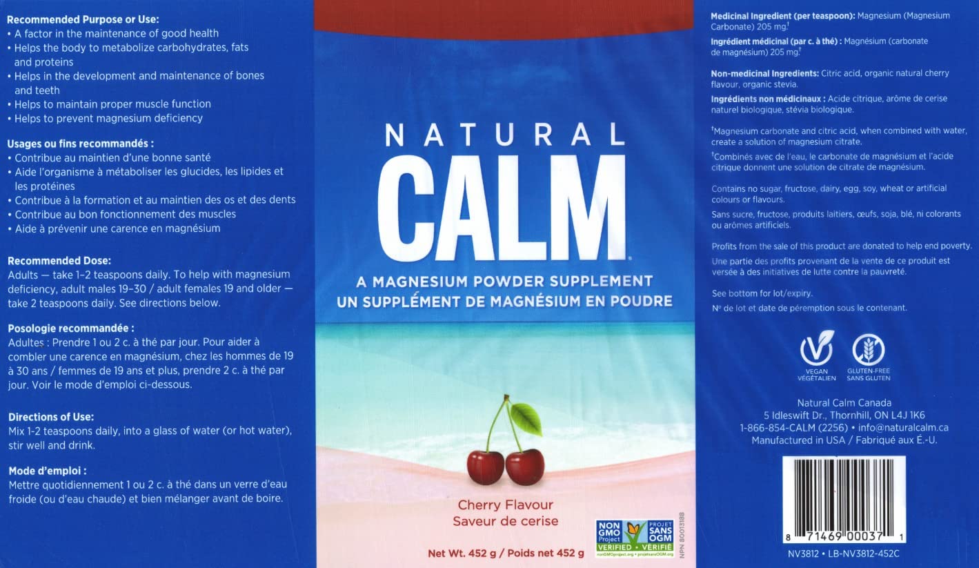 Natural Calm Magnesium Powder Cherry Flavour 452g- PURITY LIFE-The Health Store- Default Title