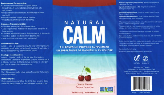 Natural Calm Magnesium Powder Cherry Flavour 452g- PURITY LIFE-The Health Store- Default Title