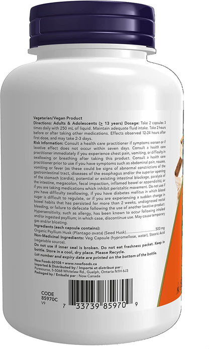 NOW Psyllium Husk 200 Caps- PURE SOURCE-The Health Store- Default Title
