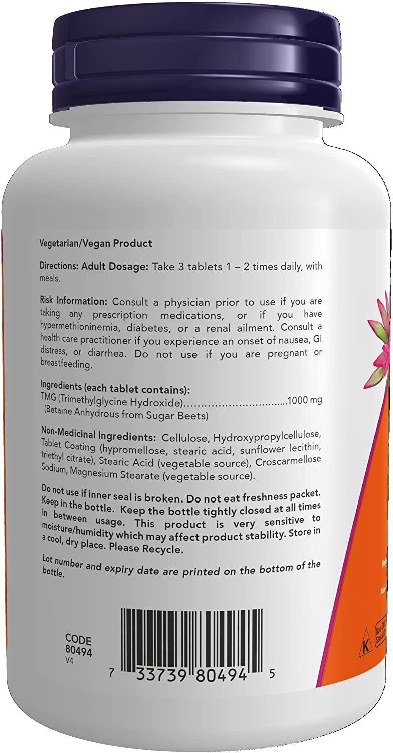 NOW TMG Trimethlglycine 1000mg 100 Tabs- PURE SOURCE-The Health Store- Default Title