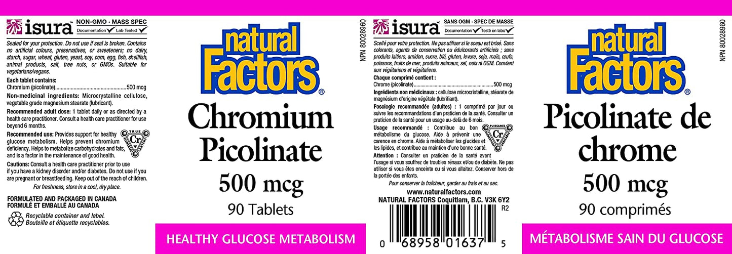 Natural Factors Chromium Picolinate 500 mcg 90 Tabs